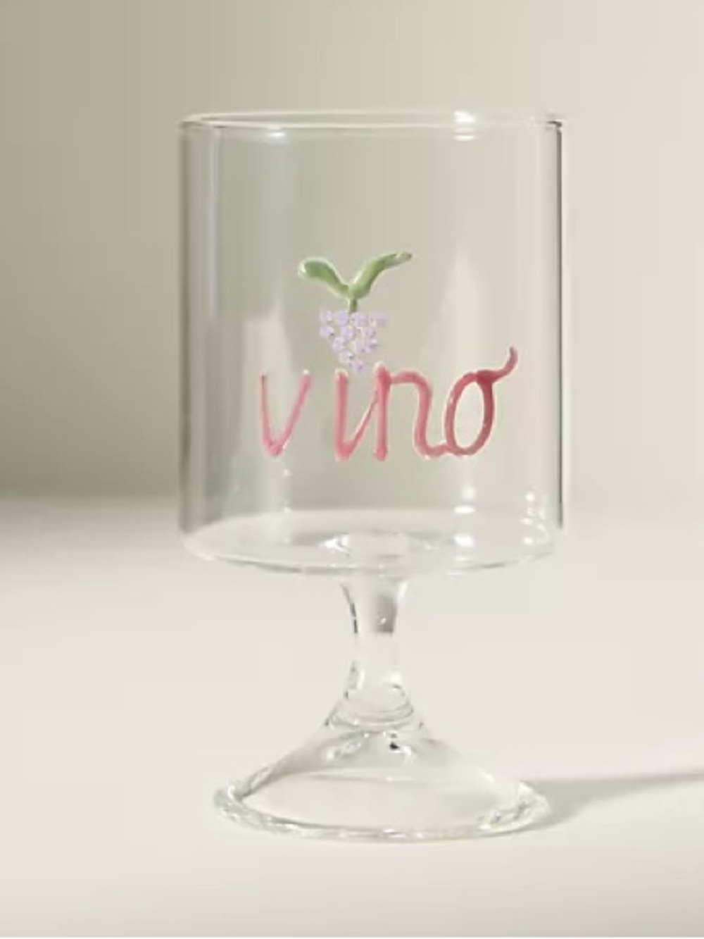 Anthropologie Word Play Handblown Wine Glasses In  “Vino"  Pattern 🍷🍇